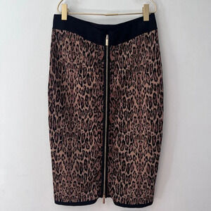 Cache leopard double zip skirt